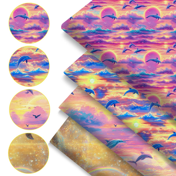 1pc Dolphin Series Pattern Quilting Fabric-17.7x19.68inch(45x50cm) Polyester Craft Fabrics DIY Handmade Projects Doll Clothes Fabric Precut For Patchwork Craft(108gsm)