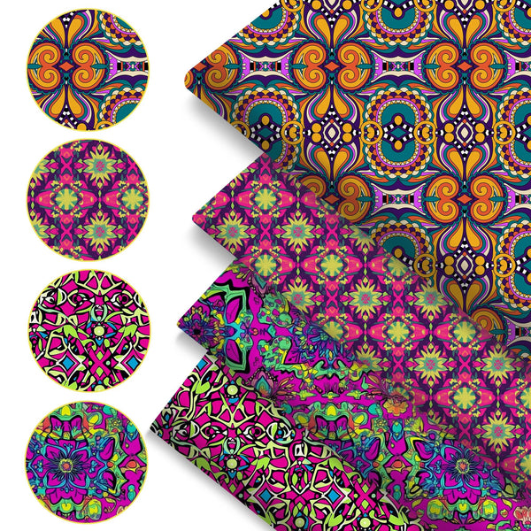 4Pc/set 7.87x7.87inch(20x20cm) middle East styles Precut Quilting Fabric Fat Quarter Fabric Bundle, Polyester Quilting Squares for Patchwork, DIY Crafts Projects, DIY Wallet Making