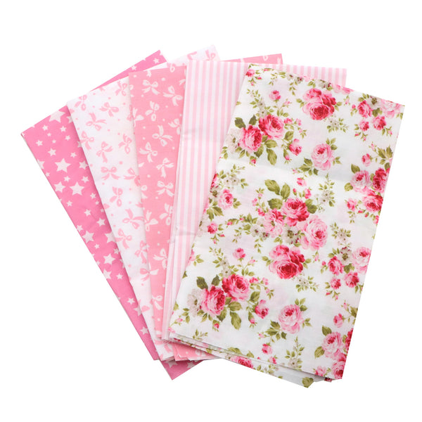 5Pc/set stripe star flower series 19.68x17.72inch(50x45cm) Precut Quilting Fabric Fat Quarter Fabric Bundle, Polyester Quilting Squares for Patchwork, DIY Crafts Projects, DIY Wallet Making