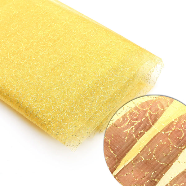 1pc 57.08x19.68inch Golden  Spot Sparkling Tulle Mesh Gauze Fabric, Precut Polyester Fabric for Crafting, Hand Wash Only, Print Pattern, Tulle Fabric,for DIY Crafts, Stage Costumes & Dance Decor, Hand Wash Only