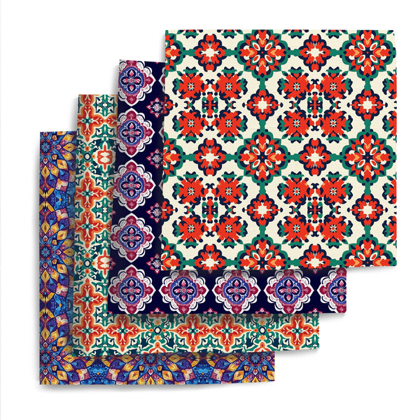 4Pc/set 7.87x7.87inch(20x20cm) middle East Precut Quilting Fabric Fat Quarter Fabric Bundle, Polyester Quilting Squares for Patchwork, DIY Crafts Projects, DIY Wallet Making