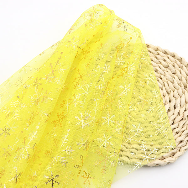 1Pc 59x19.68inch(150x50cm) Golden Foil flower Tulle Mesh fabric, Suitable For Handmade DIY Party Decoration, Background Decoration, Table Decoration Fabrics And Other Multi-purpose