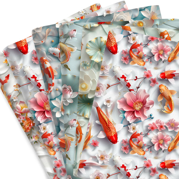 1Pc Lotus Flower cyprinoid series Quilting Fabric- 17.7x19.68inch(45x50cm) Polyester Craft Fabrics DIY Handmade Precut For Patchwork Craft