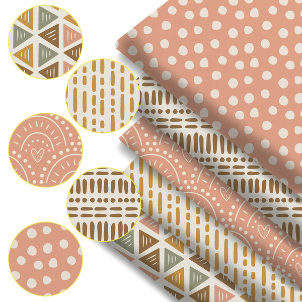 5Pc/set 7.87x7.87inch(20x20cm) stripe dot Geometric Patterns Precut Quilting Fabric Fat Quarter Fabric Bundle, Polyester Quilting Squares for Patchwork, DIY Crafts Projects, DIY Wallet Making