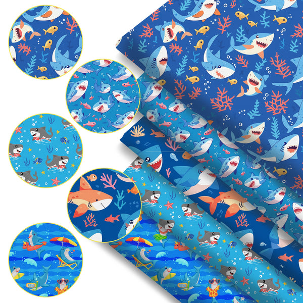1pc shark ocean Series Pattern Quilting Fabric-17.7x19.68inch(45x50cm) Polyester Craft Fabrics DIY Handmade Projects Doll Clothes Fabric Precut For Patchwork Craft(108gsm)