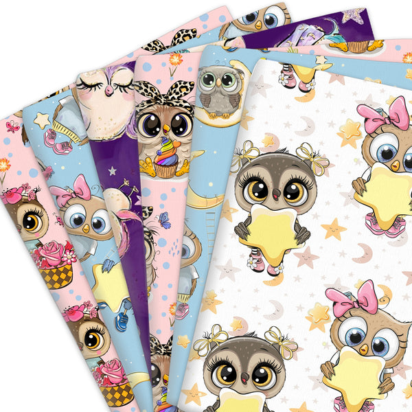 Star Moon With Animals Owl Bear Elephant Series Pattern Quilting Fabric Polyester Cotton Craft DIY Handmade Doll Clothes Fabric Precut For Patchwork DIY Handmade Craft