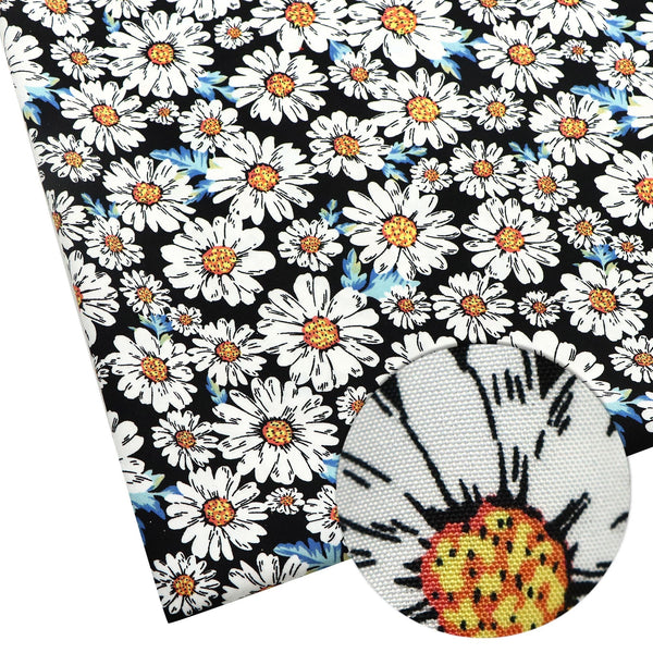 1Pc 59x19.68inch(150x50cm) Flower Daisy Pre-Cut Polyester Fabric Squares Bundle - Daisy Themes Quilting Fabric for DIY Crafts and Decorations
