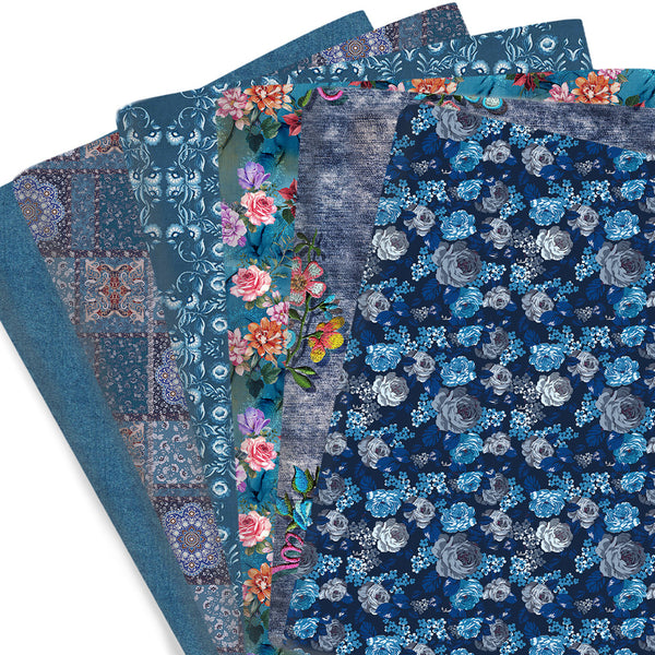 1pc demin pattern Series Pattern Quilting Fabric-17.7x19.68inch(45x50cm) Polyester Craft Fabrics DIY Handmade Projects Doll Clothes Fabric Precut For Patchwork Craft