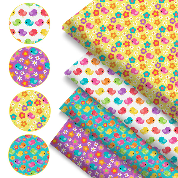 4Pc/set 7.87x7.87inch(20x20cm) bird series Precut Quilting Fabric Fat Quarter Fabric Bundle, Polyester Quilting Squares for Patchwork, DIY Crafts Projects, DIY Wallet Making