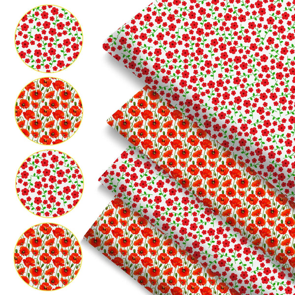 4Pc/set 7.87x7.87inch(20x20cm) flower series Precut Quilting Fabric Fat Quarter Fabric Bundle, Polyester Quilting Squares for Patchwork, DIY Crafts Projects, DIY Wallet Making