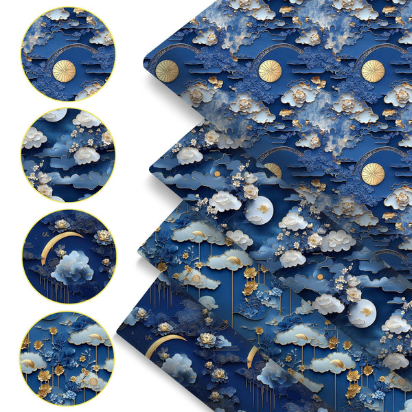 1Pc Flower moon cloud series Quilting Fabric-17.7x19.68inch(45x50cm) Polyester Craft Fabrics DIY Handmade Precut For Patchwork Craft