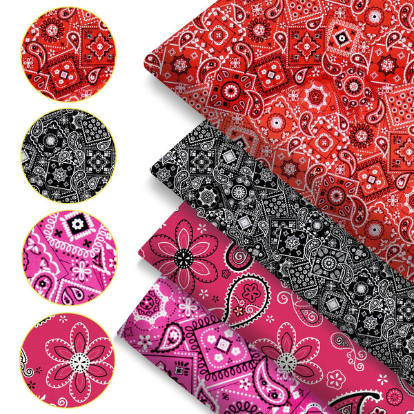 4Pc/set 7.87x7.87inch(20x20cm) Paisley Cashew Pattern series Precut Quilting Fabric Fat Quarter Fabric Bundle, Polyester Quilting Squares for Patchwork, DIY Crafts Projects, DIY Wallet Making