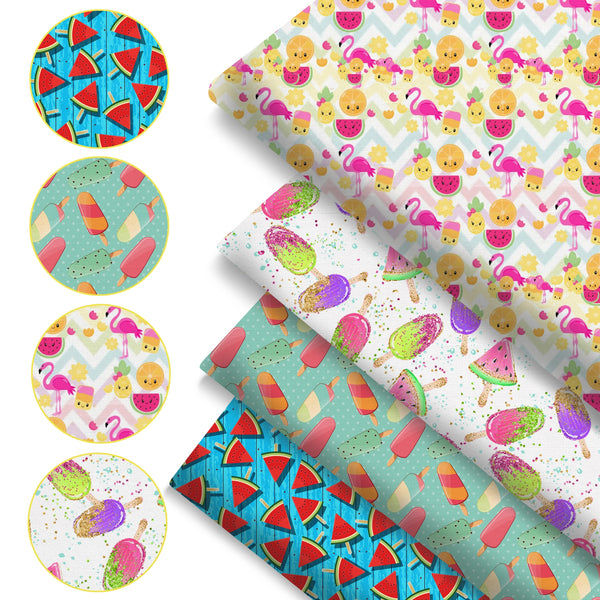 4Pc/set 7.87x7.87inch(20x20cm) watermelon series Precut Quilting Fabric Fat Quarter Fabric Bundle, Polyester Quilting Squares for Patchwork, DIY Crafts Projects, DIY Wallet Making