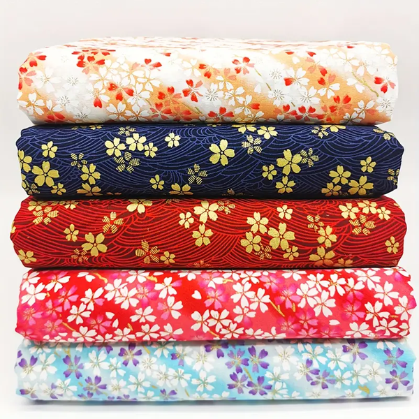 1Pc Japanese Style Golden Foil 100% Cotton Fabric, 58.26x19.68inch Pre-cut Bronzing Fabric,Vibrant Sakura & Geometric Patterns,Ideal for Quilting, Sewing, Embroidery, Pillows, Tablecloths,Curtains,Bags,DIY Crafts,Sewing Fabric | Traditional Crafts