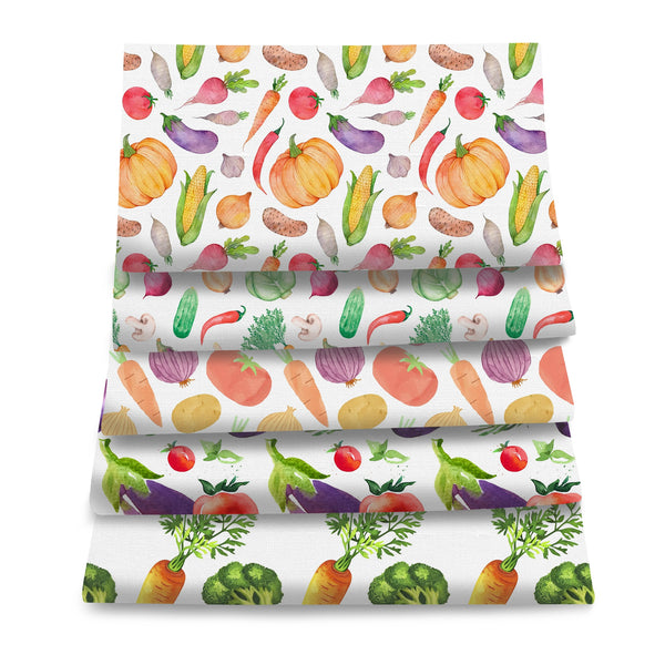 5Pc/set 19.68x17.7inch(50x45cm) pumpkin carrot chili Tomatoes vegetables series Precut Quilting Fabric Fat Quarter Fabric Bundle, Polyester Quilting Squares for Patchwork, DIY Crafts Projects, DIY Wallet Making