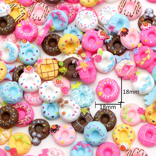 Random 50 pcs/pack 3D Resin Charms Cute Doughnut Charms Ice Cream For DIY Necklaces Earrings Bracelets Keychain Jewelry Making Kawaii Nail Charms Mixed Style Resin Acrylic DIY Nail Art Accessories