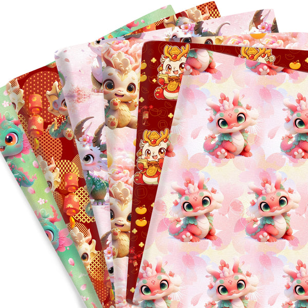 1pc dragon Series Pattern Quilting Fabric-17.7x19.68inch(45x50cm) Polyester Craft Fabrics DIY Handmade Projects Doll Clothes Fabric Precut For Patchwork Craft(108gsm)