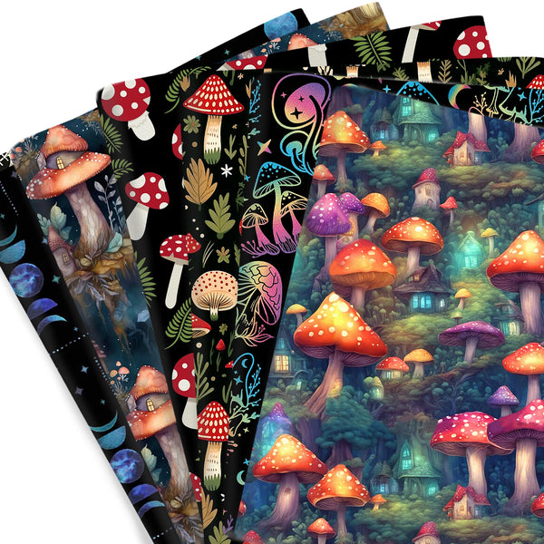 1pc Mushroom Star Moon Glossy House Series Pattern Quilting Fabric-57x19.68inch(145x50cm) Polyester Cotton Craft Fabrics DIY Handmade Projects Doll Clothes Fabric Precut For Patchwork Craft(108gsm)