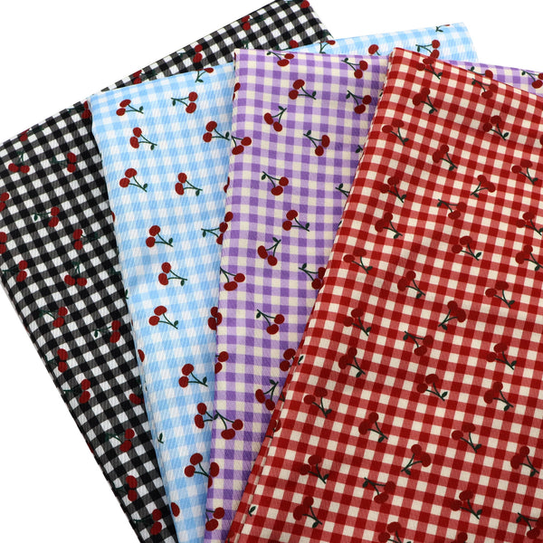 1pc Cherry Tartan Printed Twill Polyester Fabric 59x19.68 Inch Precut Fabric - Vibrant Red Cherry & Plaid Patterns, Durable & Easy-Clean for DIY Quilting, Sewing, Hair Ties, Party Decorations, Craft Projects, Backdrop Fabric, DIY Wallet Making